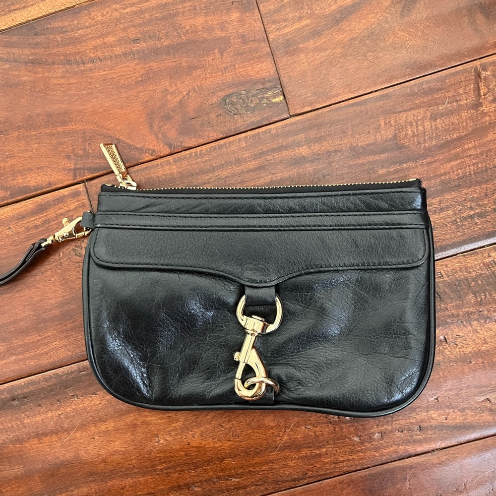 Rebecca Minkoff Skinny Mac Black Leather Clutch Wristlet - Picture 2 of 4